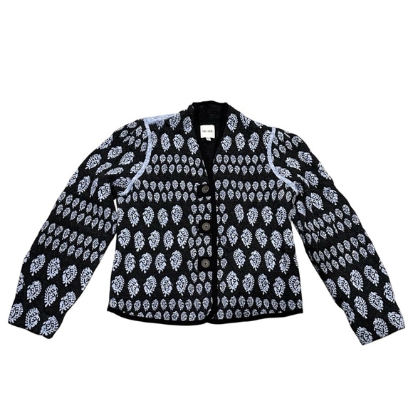 NIC+ZOE Blue Patterned Cotton Quilted Eclipse Knit Long Sleeve Jacket Medium - Picture 4 of 9